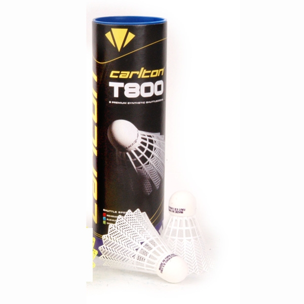 ลูกแบดมินตันพลาสติก CARTON T800 สีขาว (1 หลอด 6 ลูก)