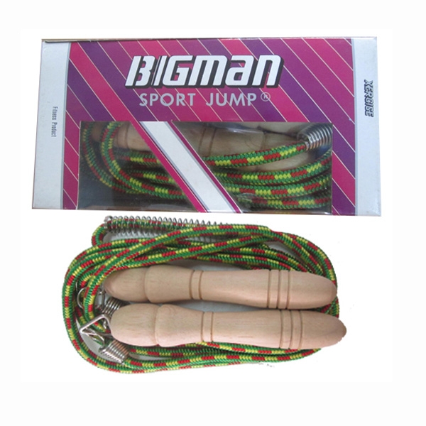เชือกกระโดด ด้ามไม้ BIGMAN , PRO STAR  รุ่น 500 S  เชือกถักลายคละสี มีสปริง